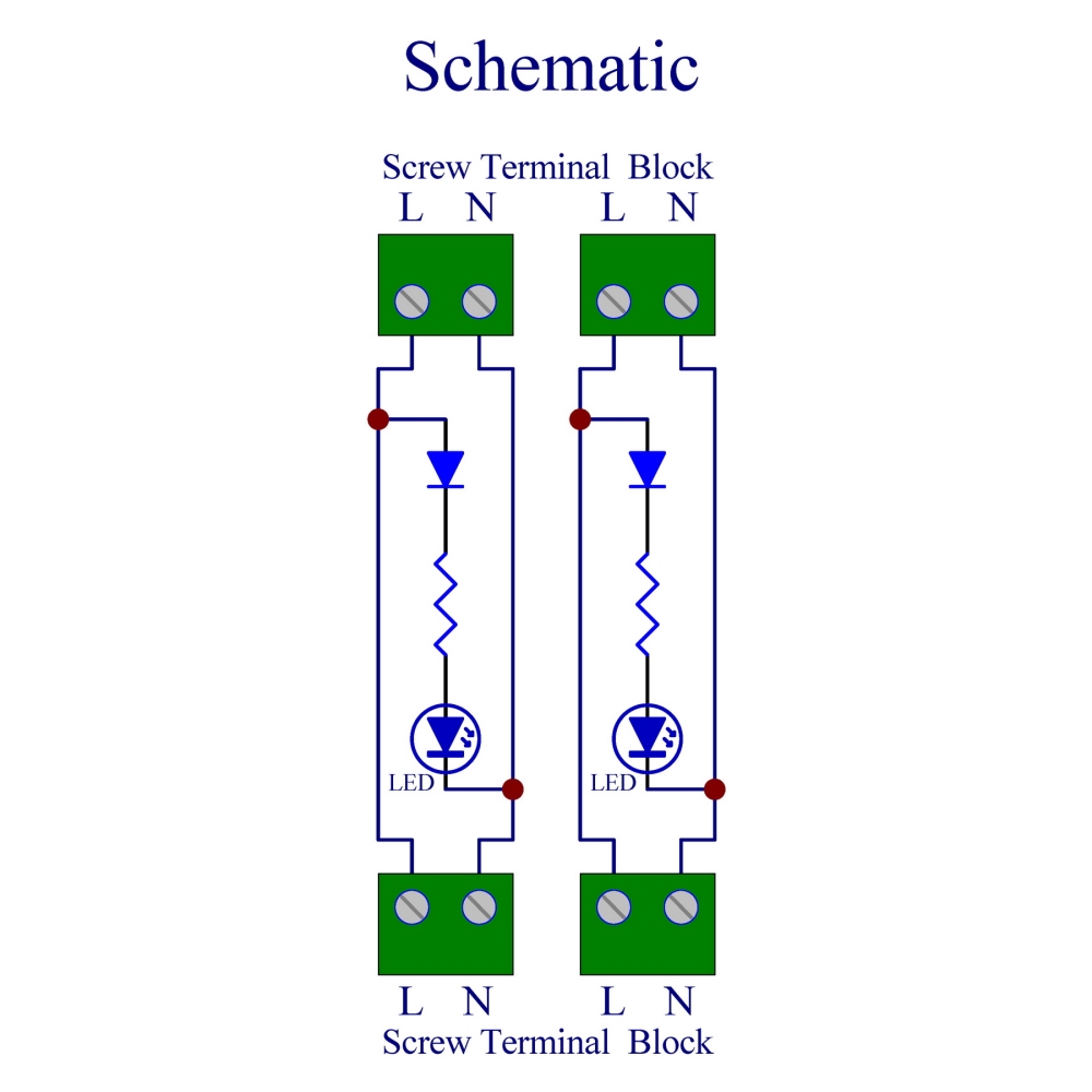 DIN Rail Mount AC 60-280V 2 Channel Yellow 10mm LED Indicator Light Module