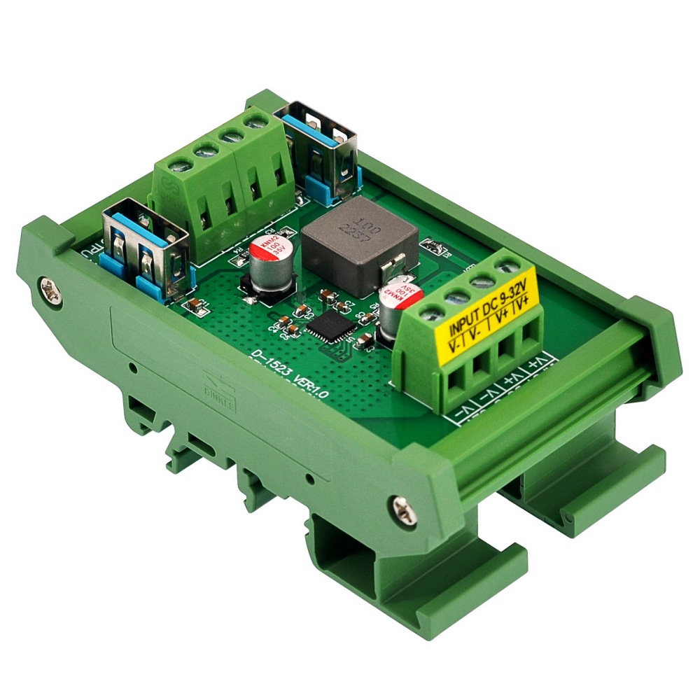 DIN Rail Mount DC5V 2.4/4.8Amp Buck Converter Step-down Regulator Module, Support USB DCP BC1.2 Protocol