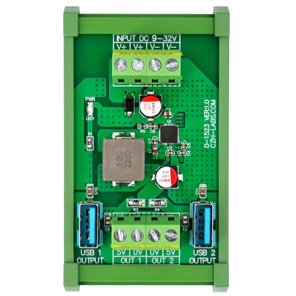 DIN Rail Mount DC5V 2.4/4.8Amp Buck Converter Step-down Regulator Module, Support USB DCP BC1.2 Protocol