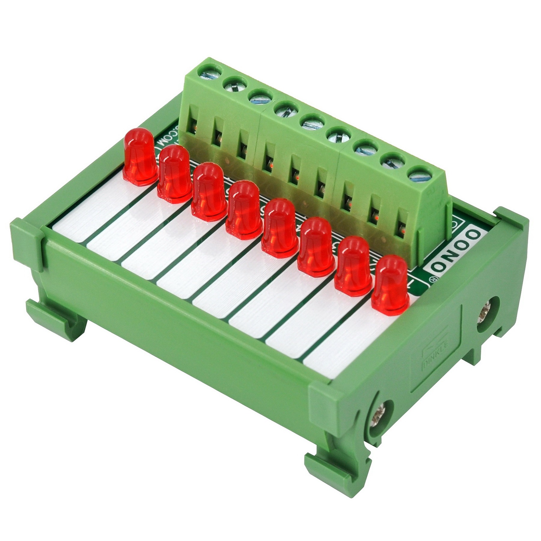 DIN Rail Mount 8 Red LED Indicator Light Module, Support 5-50VDC Common Positive and Negative