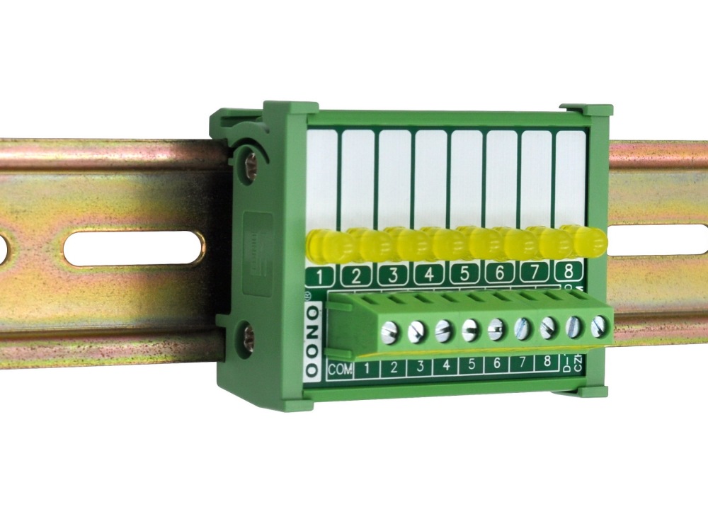 DIN Rail Mount 8 Yellow LED Indicator Light Module, Support 5-50VDC Common Positive and Negative
