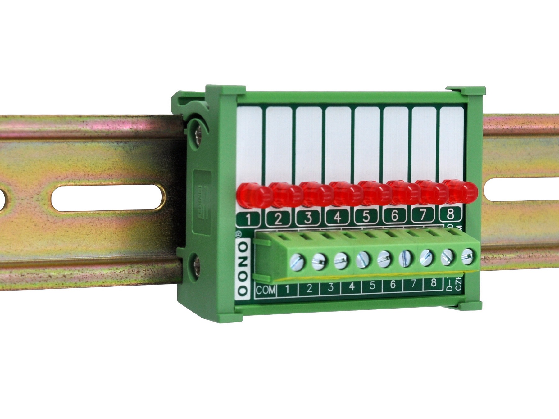 DIN Rail Mount 8 Red LED Indicator Light Module, Support 5-50VDC Common Positive and Negative