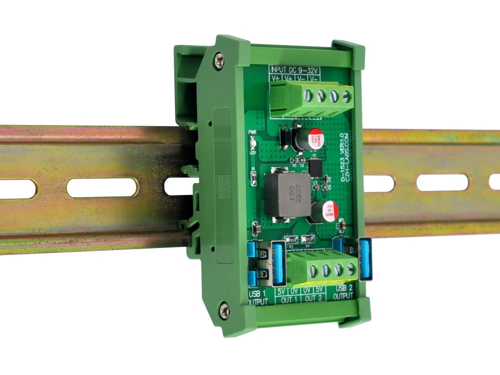 DIN Rail Mount DC5V 2.4/4.8Amp Buck Converter Step-down Regulator Module, Support USB DCP BC1.2 Protocol
