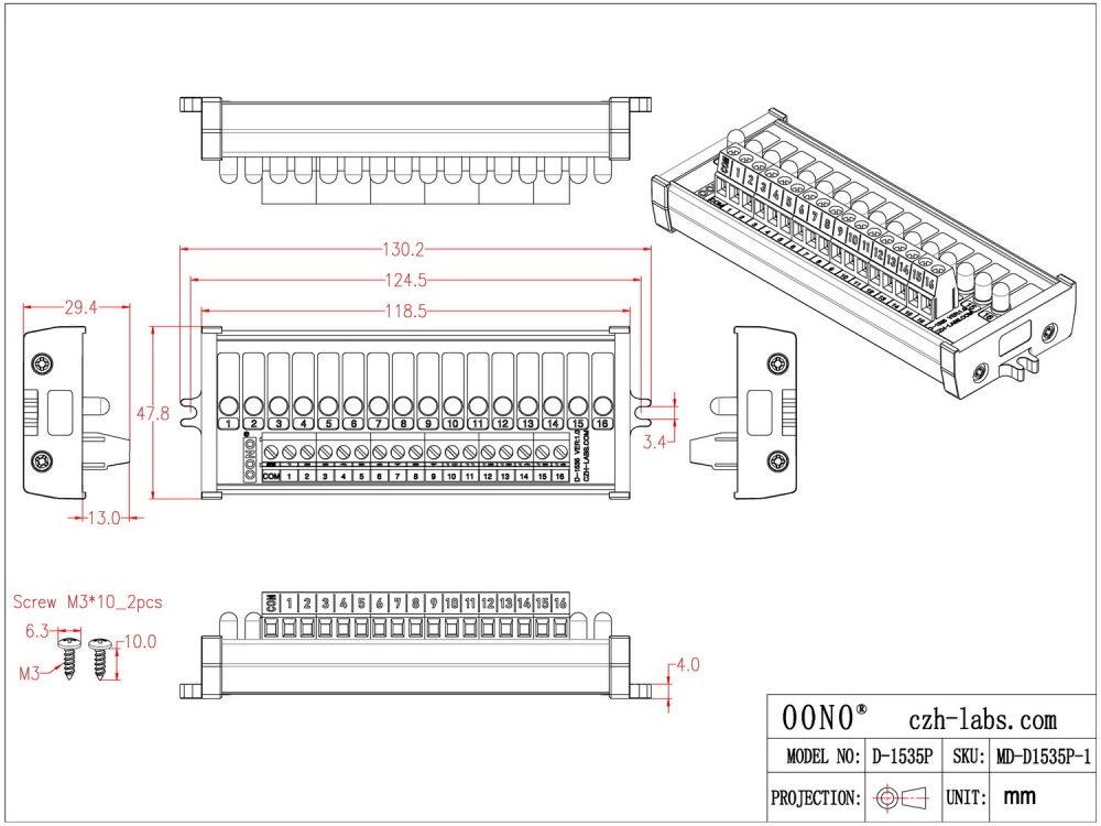 Screw Mount 16 Yellow LED Indicator Light Module, Support 5-50VDC Common Positive and Negative