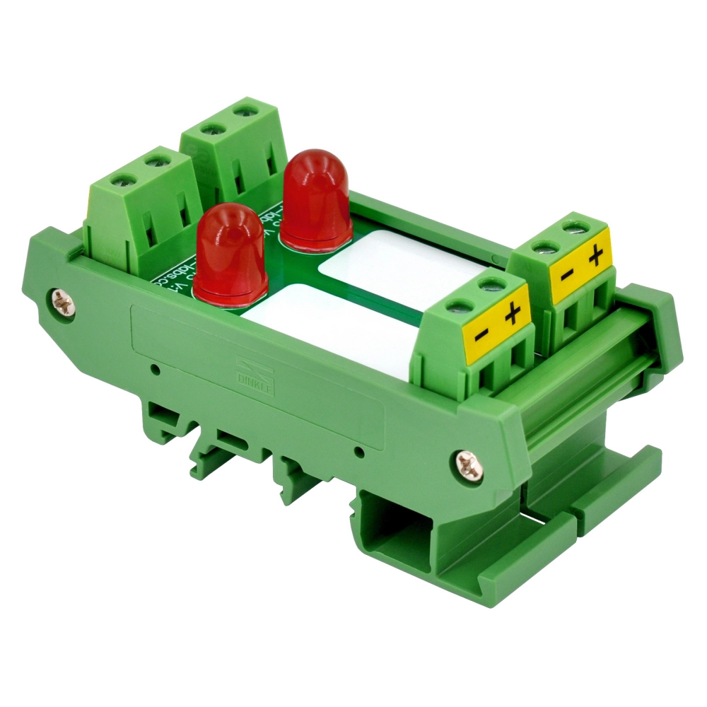 DIN Rail Mount AC/DC 5-32V 2 Channel Red 10mm LED Indicator Light Module