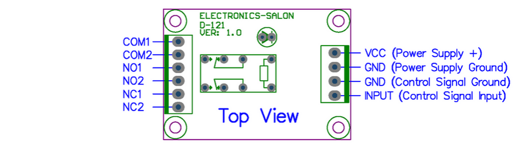 ELECTRONICS-SALON DPDT Signal Relay Module, 5Vdc, RY5W-K Relay. Has Assembled.
