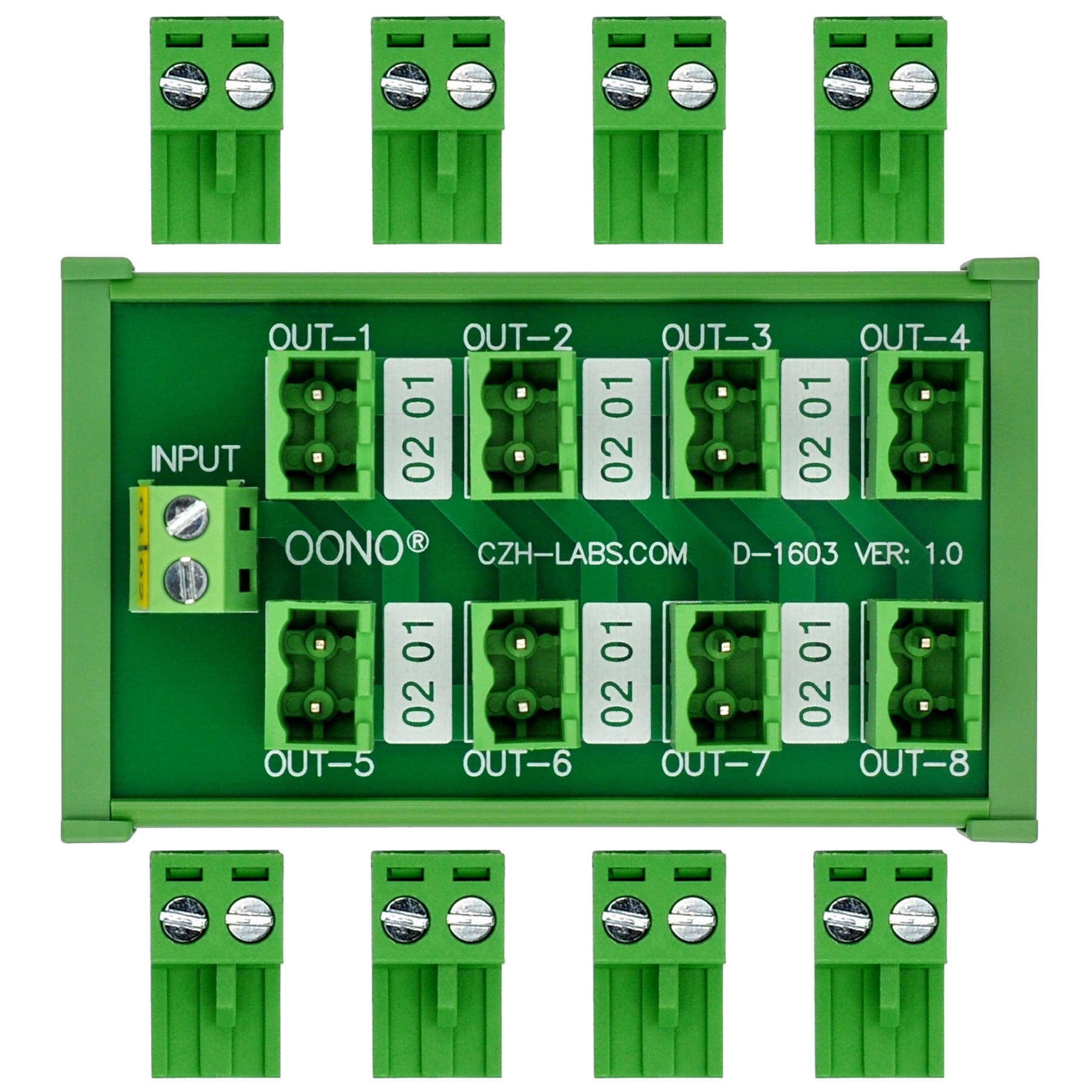 DIN Rail Mount 10A/300V 8x2 Pole Pluggable Screw Terminal Block Distribution Module
