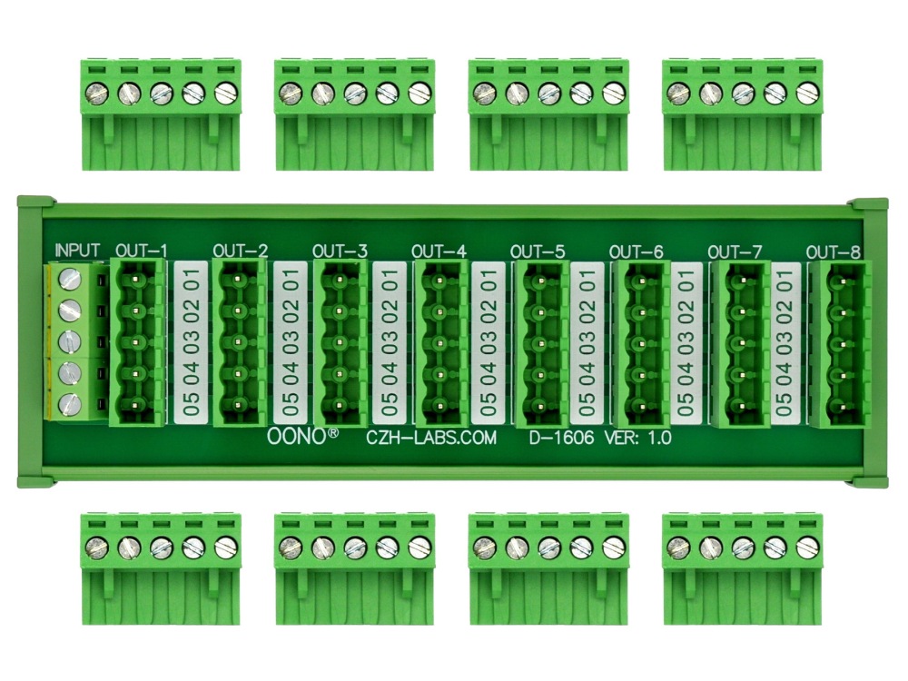 DIN Rail Mount 10A/300V 8x5 Pole Pluggable Screw Terminal Block Distribution Module