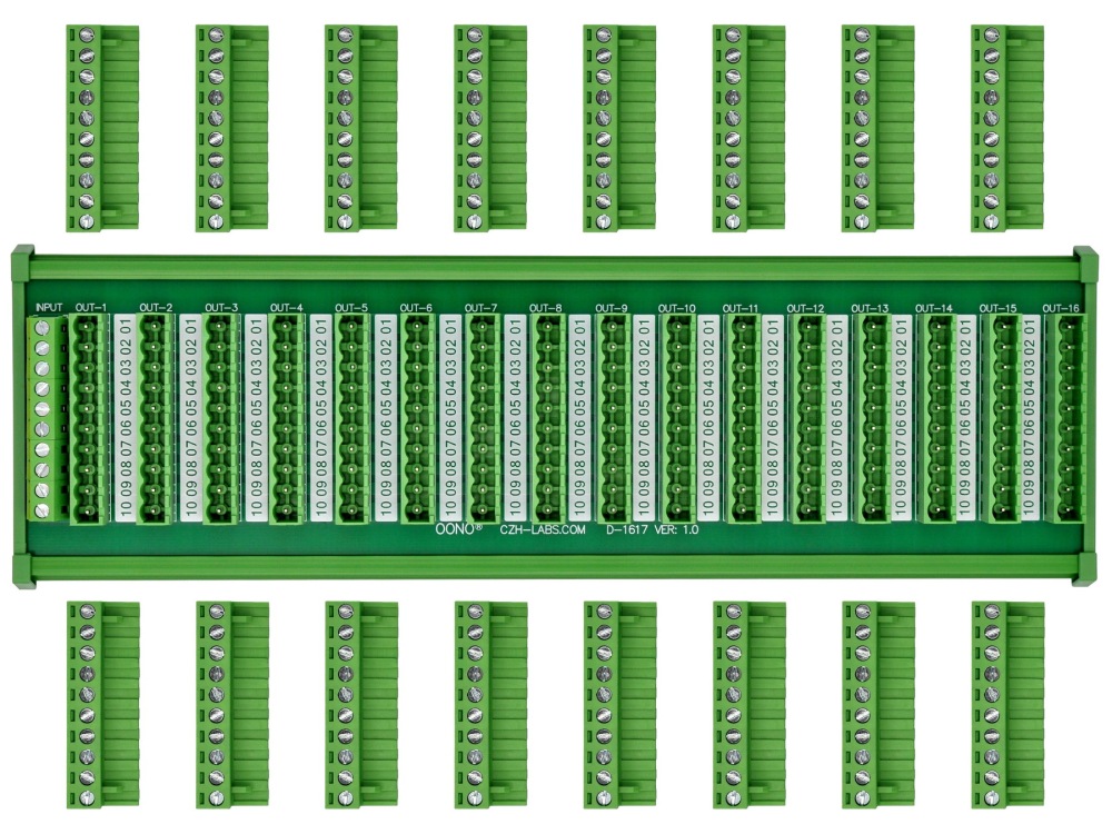 DIN Rail Mount 10A/300V 16x10 Pole Pluggable Screw Terminal Block Distribution Module