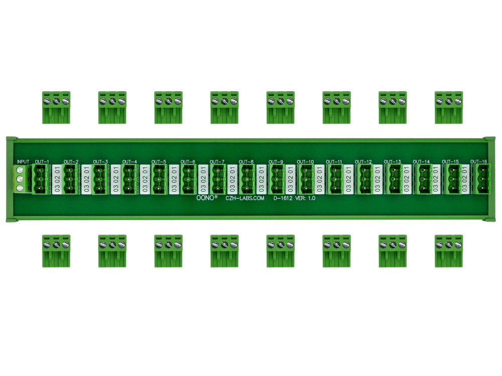 DIN Rail Mount 10A/300V 16x3 Pole Pluggable Screw Terminal Block Distribution Module
