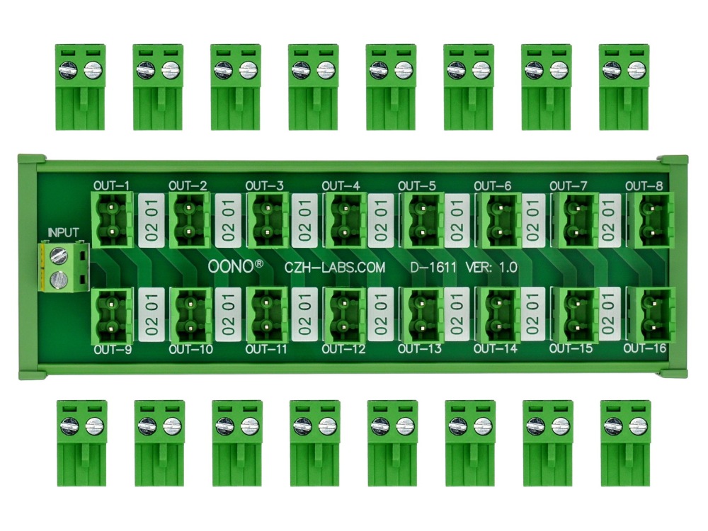 DIN Rail Mount 10A/300V 16x2 Pole Pluggable Screw Terminal Block Distribution Module