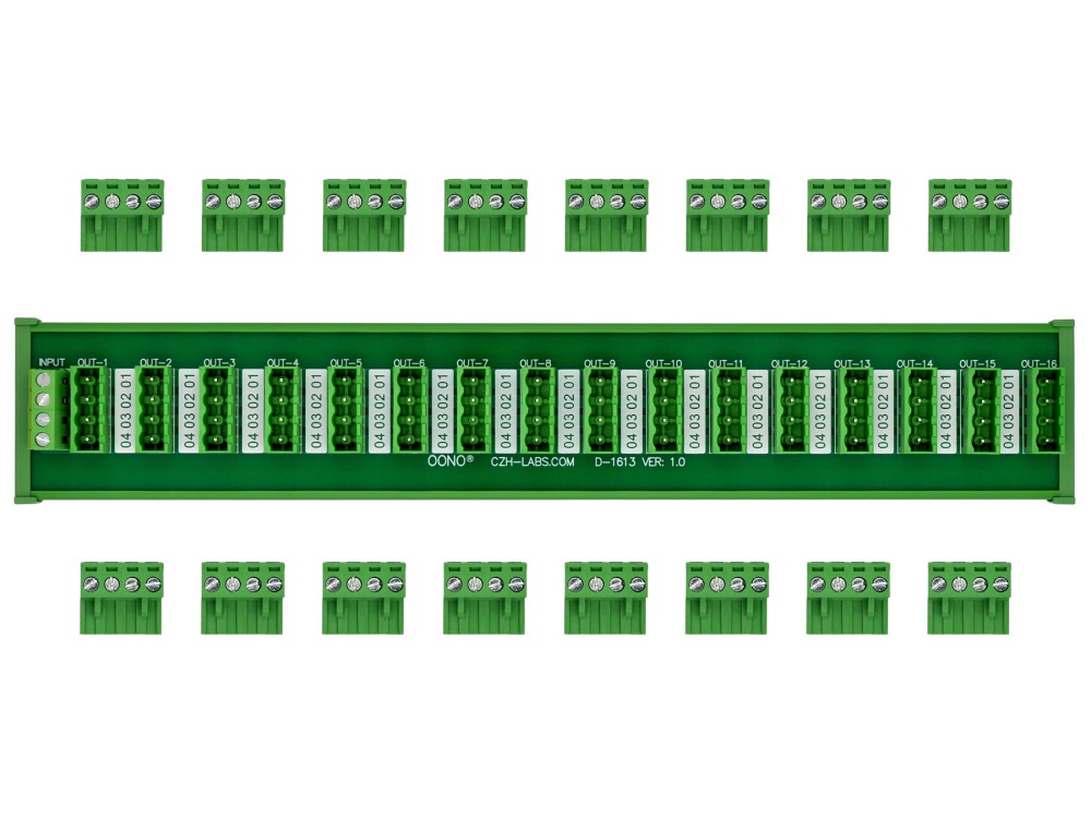 DIN Rail Mount 10A/300V 16x4 Pole Pluggable Screw Terminal Block Distribution Module