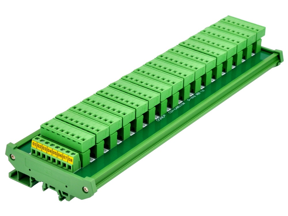 DIN Rail Mount 10A/300V 16x8 Pole Pluggable Screw Terminal Block Distribution Module