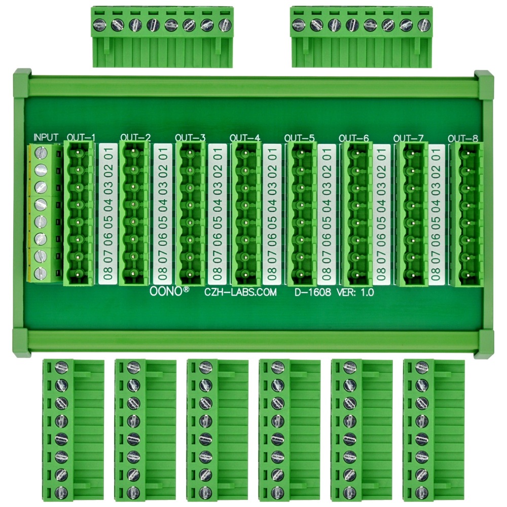 DIN Rail Mount 10A/300V 8x10 Pole Pluggable Screw Terminal Block Distribution Module