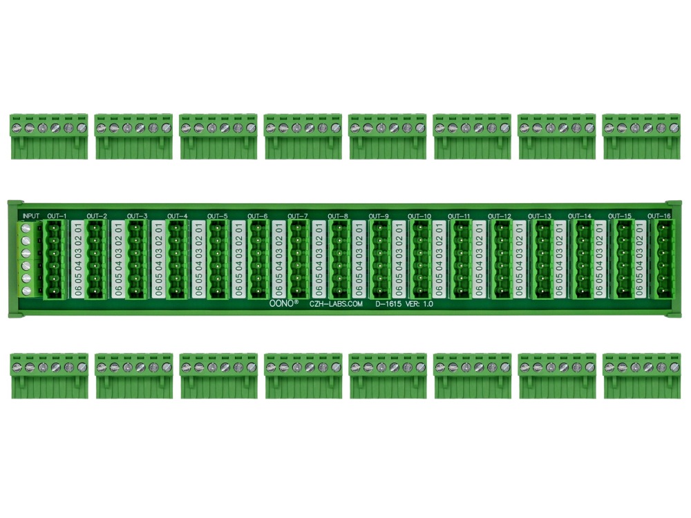 DIN Rail Mount 10A/300V 16x6 Pole Pluggable Screw Terminal Block Distribution Module