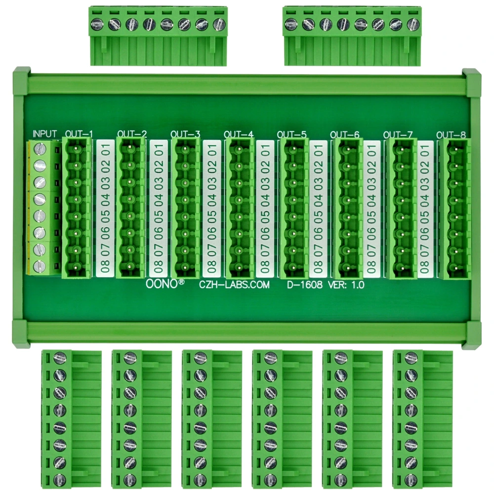 DIN Rail Mount 10A/300V 8x8 Pole Pluggable Screw Terminal Block ...