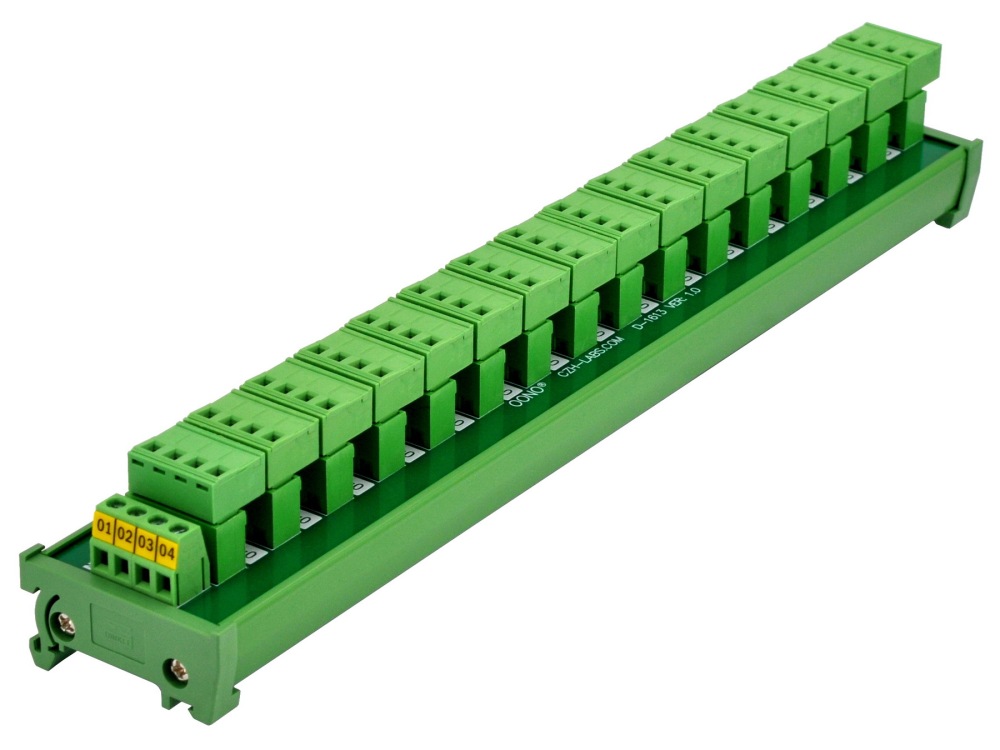 DIN Rail Mount 10A/300V 16x4 Pole Pluggable Screw Terminal Block Distribution Module