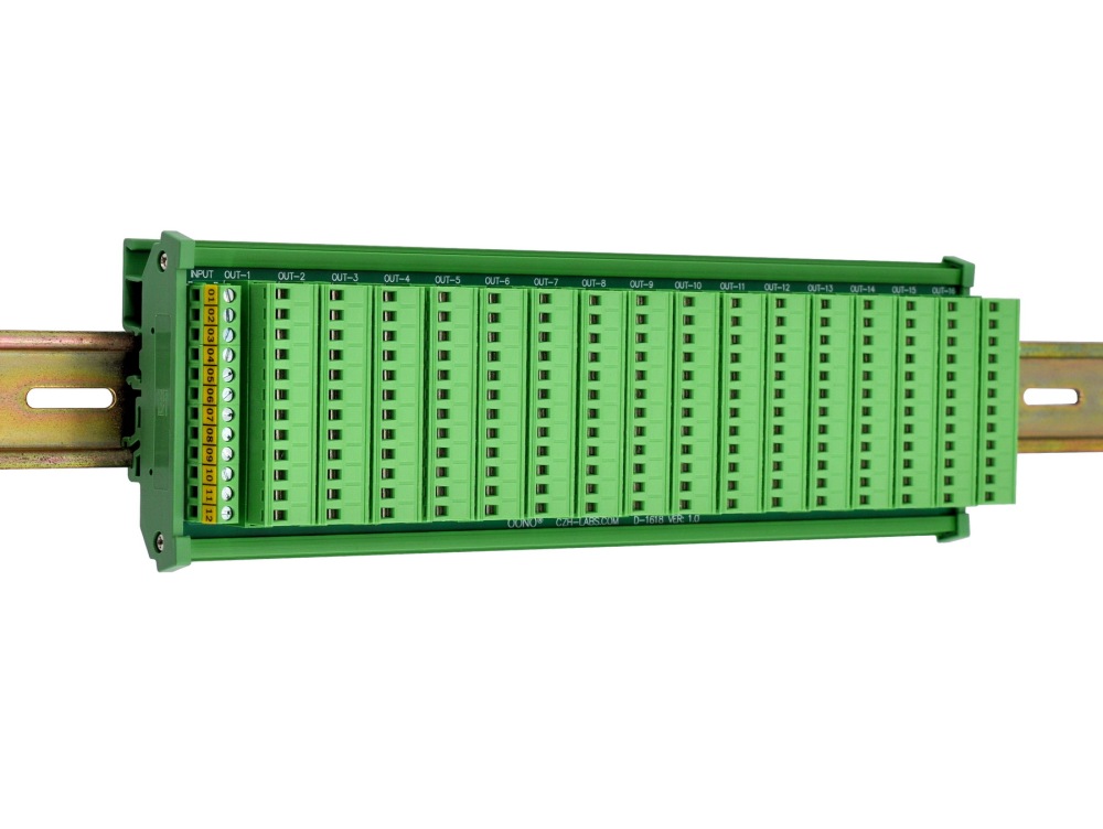 DIN Rail Mount 10A/300V 16x12 Pole Pluggable Screw Terminal Block Distribution Module