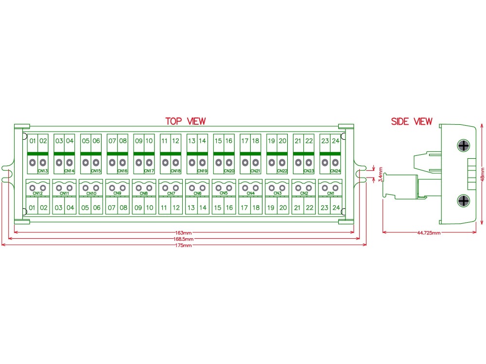 Screw mount 10A/300V 12x2 Pole Pluggable Side Wiring Terminal Block Module