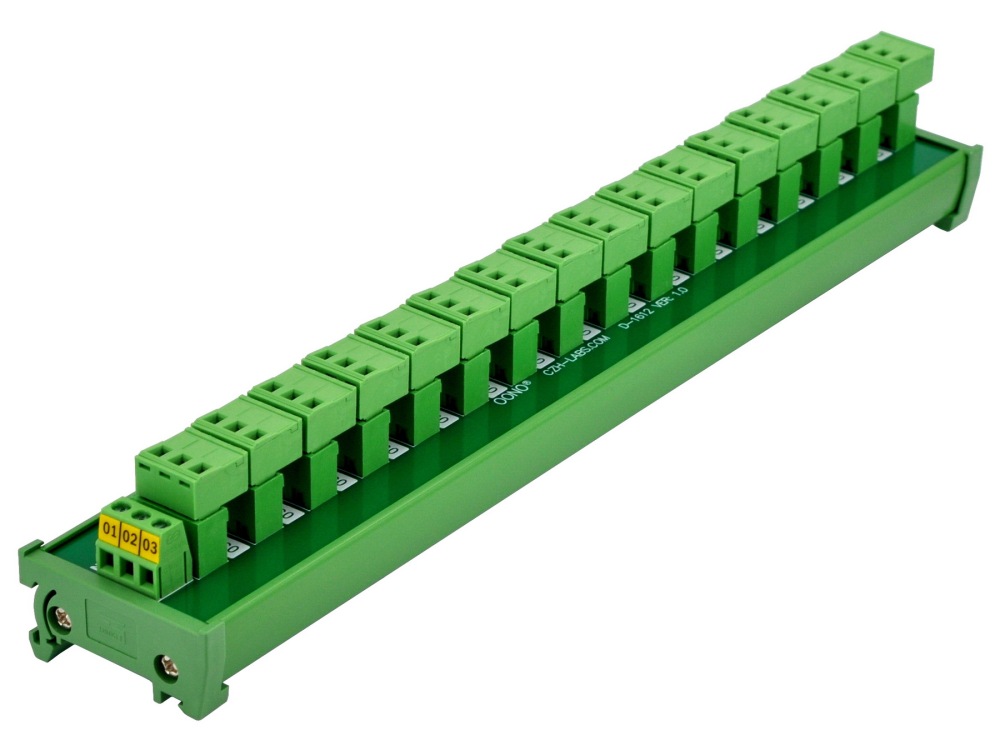 DIN Rail Mount 10A/300V 16x3 Pole Pluggable Screw Terminal Block Distribution Module