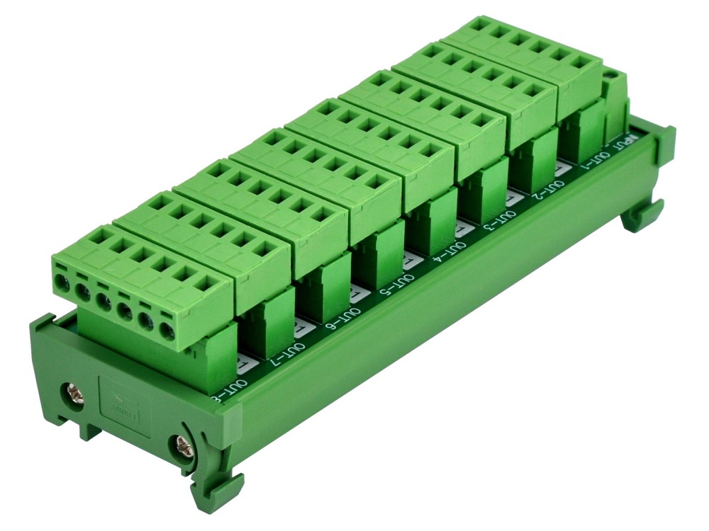 DIN Rail Mount 10A/300V 8x6 Pole Pluggable Screw Terminal Block Distribution Module