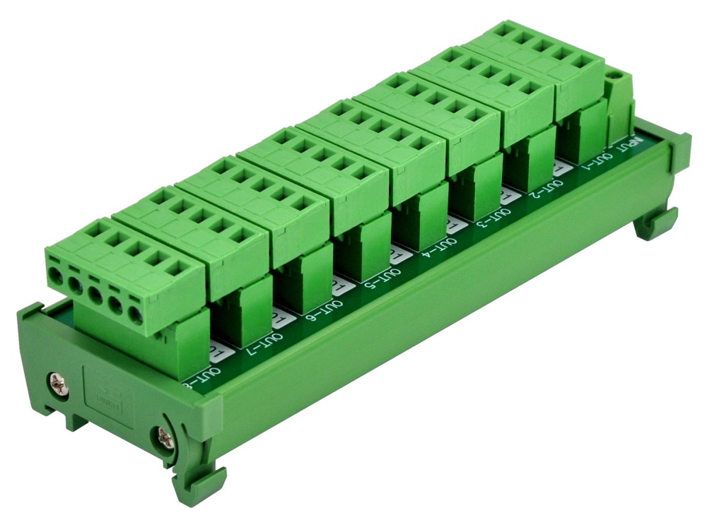 DIN Rail Mount 10A/300V 8x5 Pole Pluggable Screw Terminal Block Distribution Module
