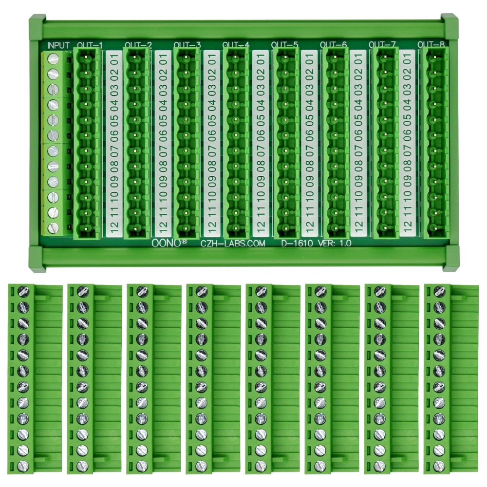 DIN Rail Mount 10A/300V 8x12 Pole Pluggable Screw Terminal Block Distribution Module