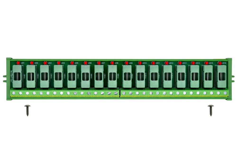 Screw Mount AC 24 - 250V 16 Channel Fuse Module, OONO D-1641AP