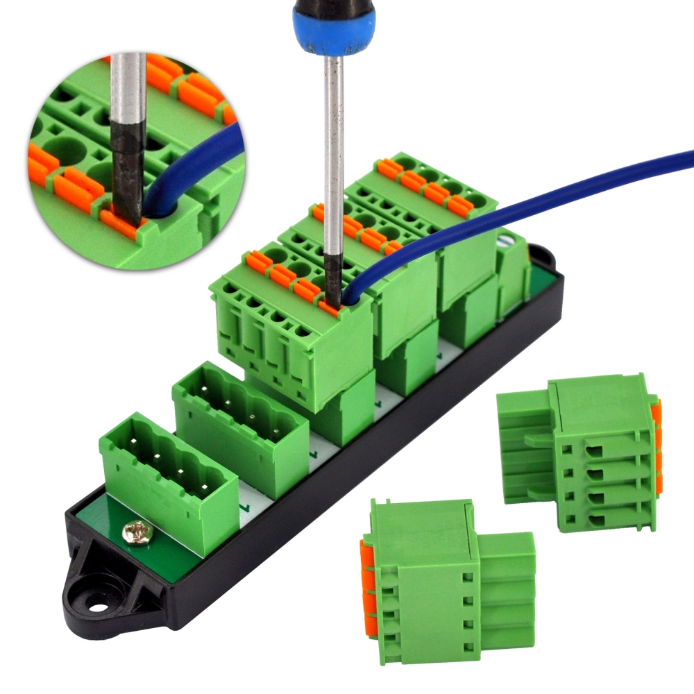 16Amp 300V 4x6 Position Pluggable Screwless Terminal Block Distribution Module. OONO D-1654GPN