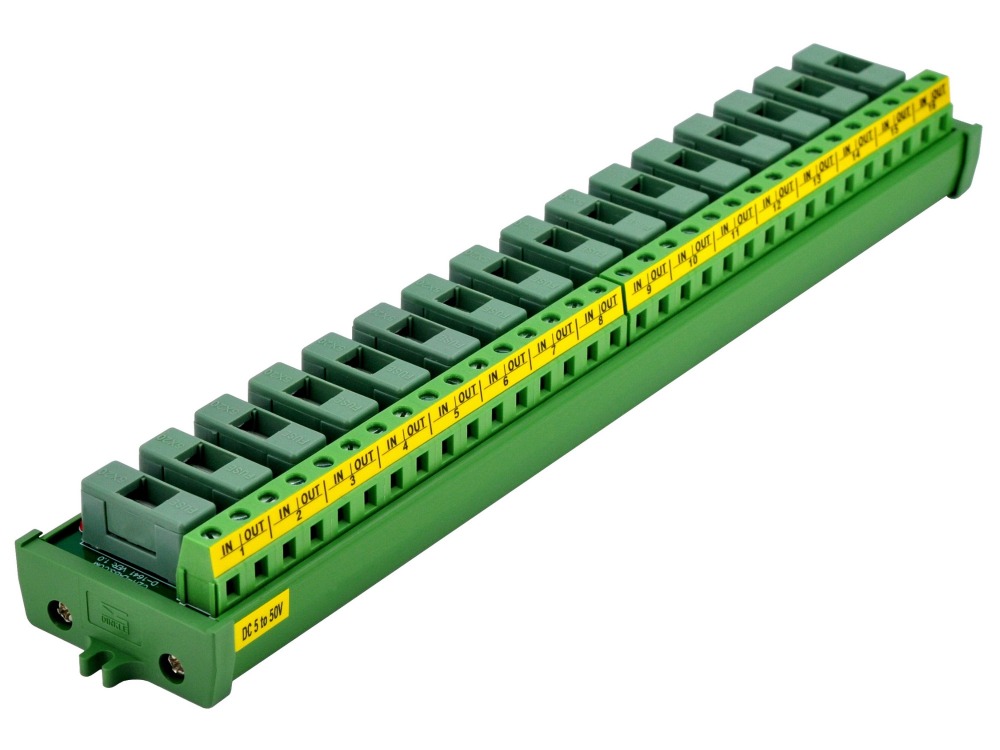 Screw Mount DC 5 - 50V 16 Channel Fuse Module, OONO D-1641DP