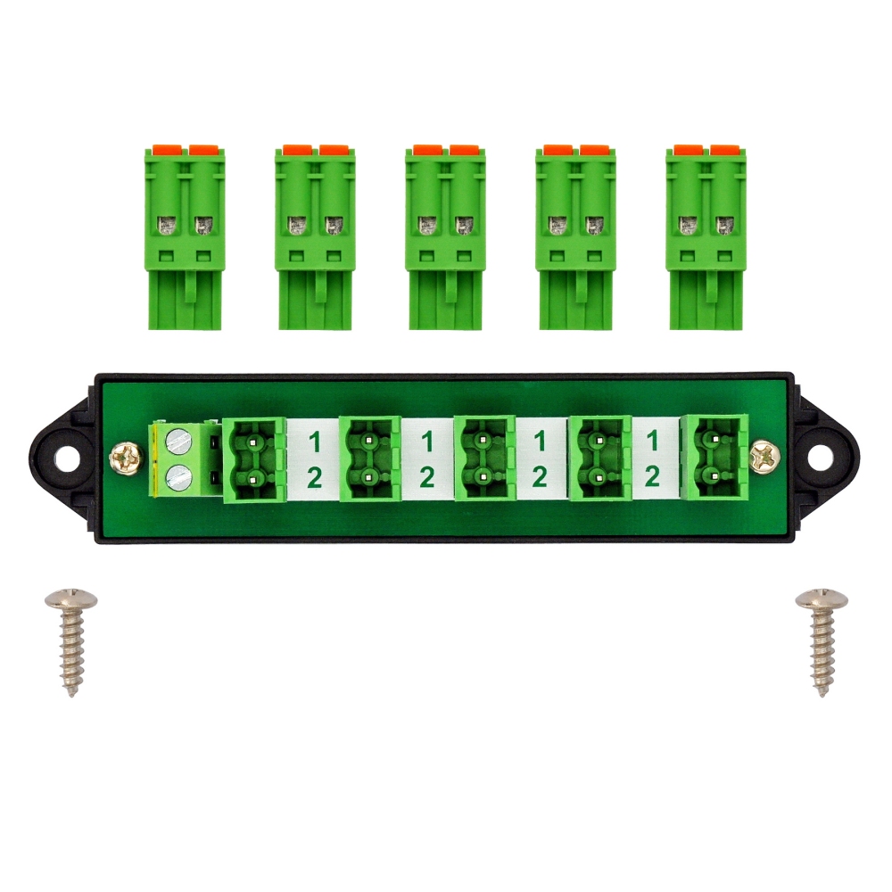 16Amp 300V 2x6 Position Pluggable Screwless Terminal Block Distribution Module. OONO D-1652GPN