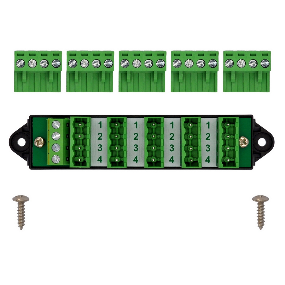 16Amp 300V 4x6 Position Pluggable Terminal Block Distribution Module. OONO D-1654GP