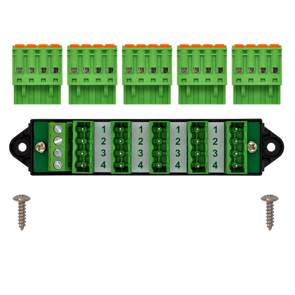16Amp 300V 4x6 Position Pluggable Screwless Terminal Block Distribution Module. OONO D-1654GPN