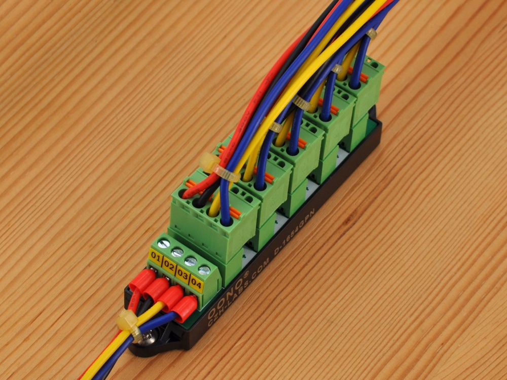 16Amp 300V 4x6 Position Pluggable Screwless Terminal Block Distribution Module. OONO D-1654GPN