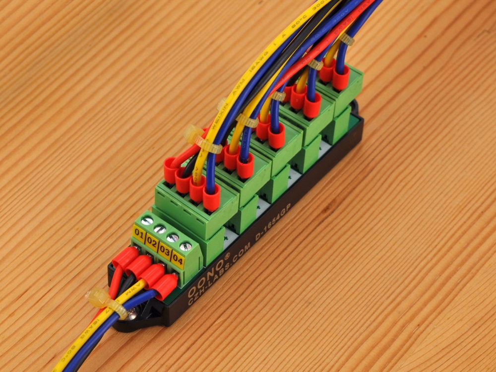 16Amp 300V 4x6 Position Pluggable Terminal Block Distribution Module. OONO D-1654GP