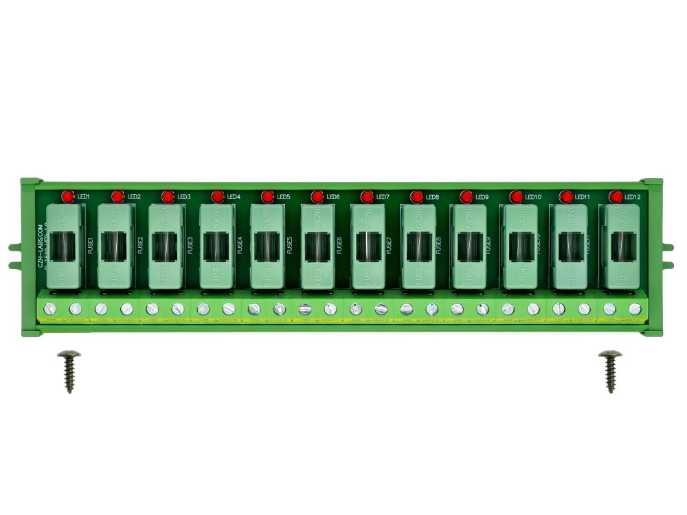 Screw Mount DC 5 - 50V 12 Channel Fuse Module, OONO D-1640DP