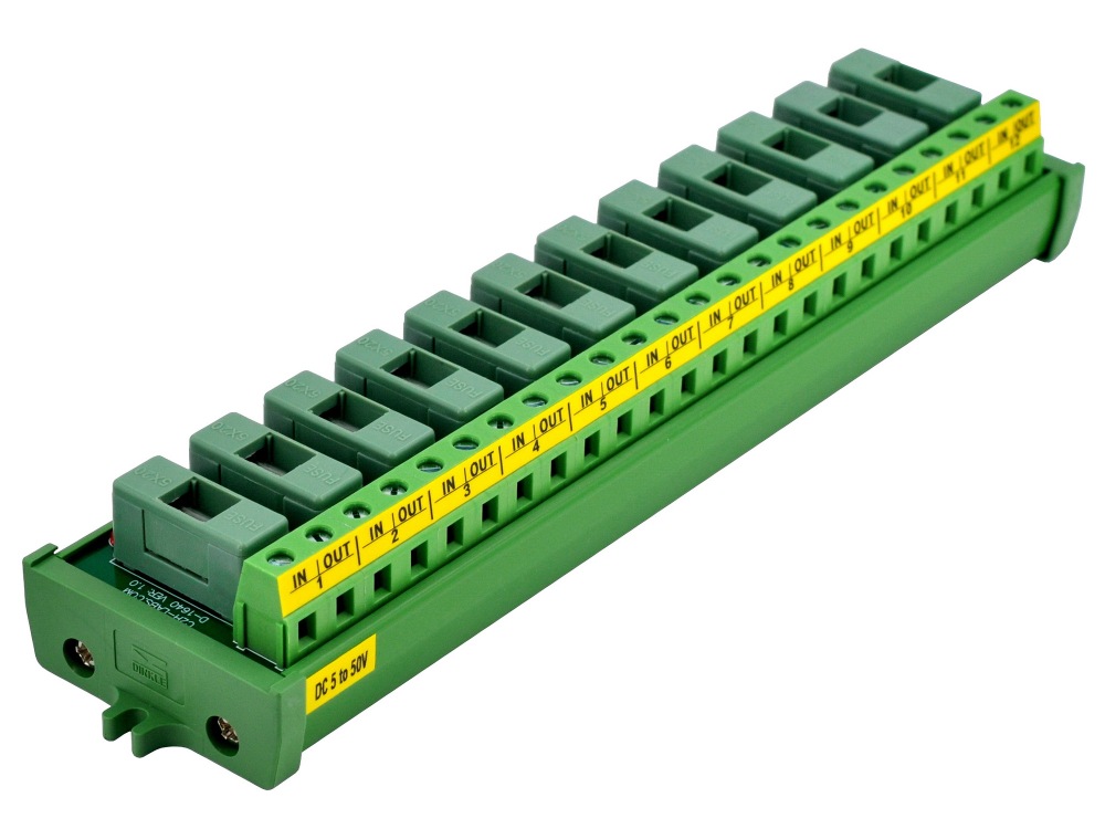 Screw Mount DC 5 - 50V 12 Channel Fuse Module, OONO D-1640DP
