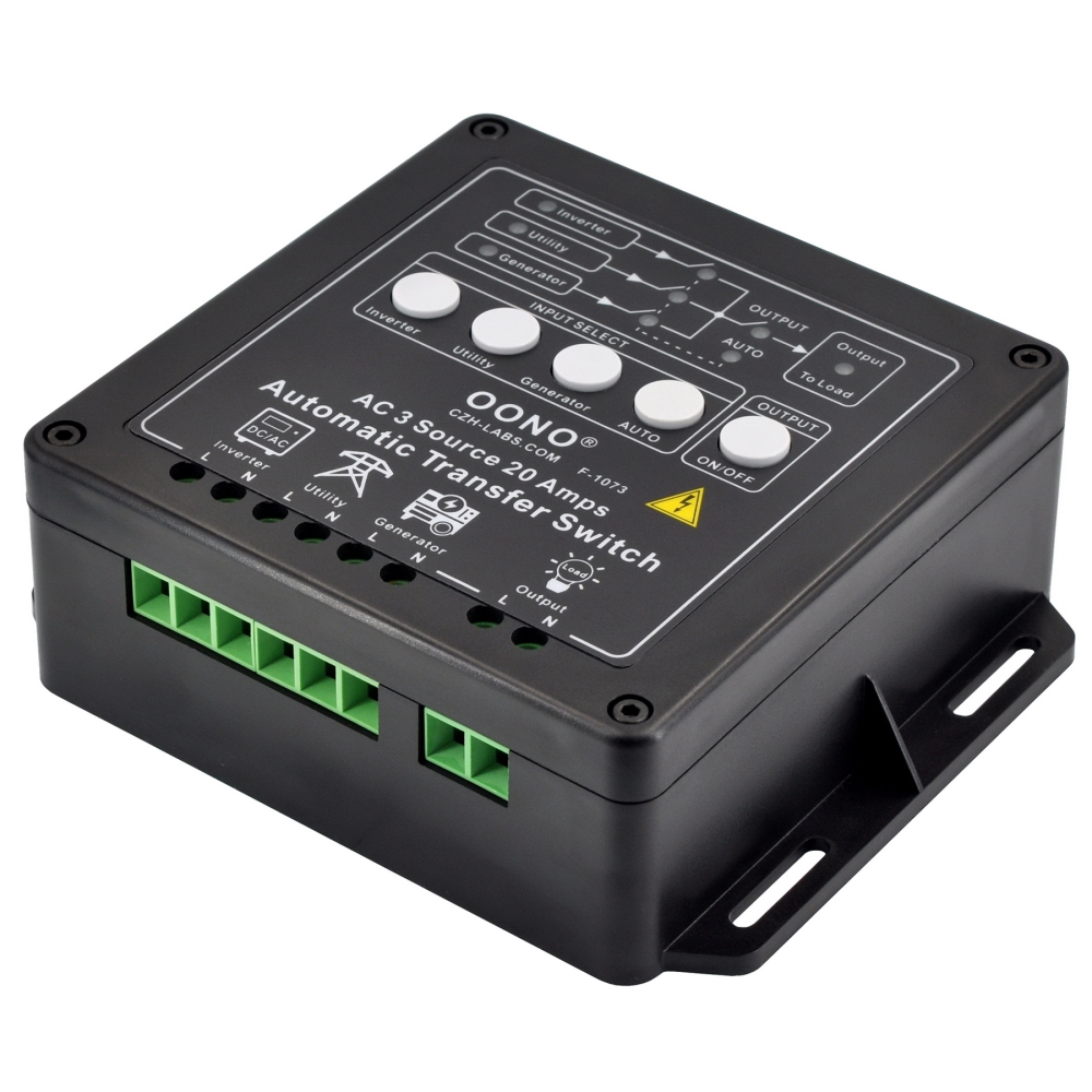 Manual and Automatic Transfer Switch, 3 Input 1 Output, AC120V 20A, ATS Auto Transfer Switch. OONO F-1073/120V