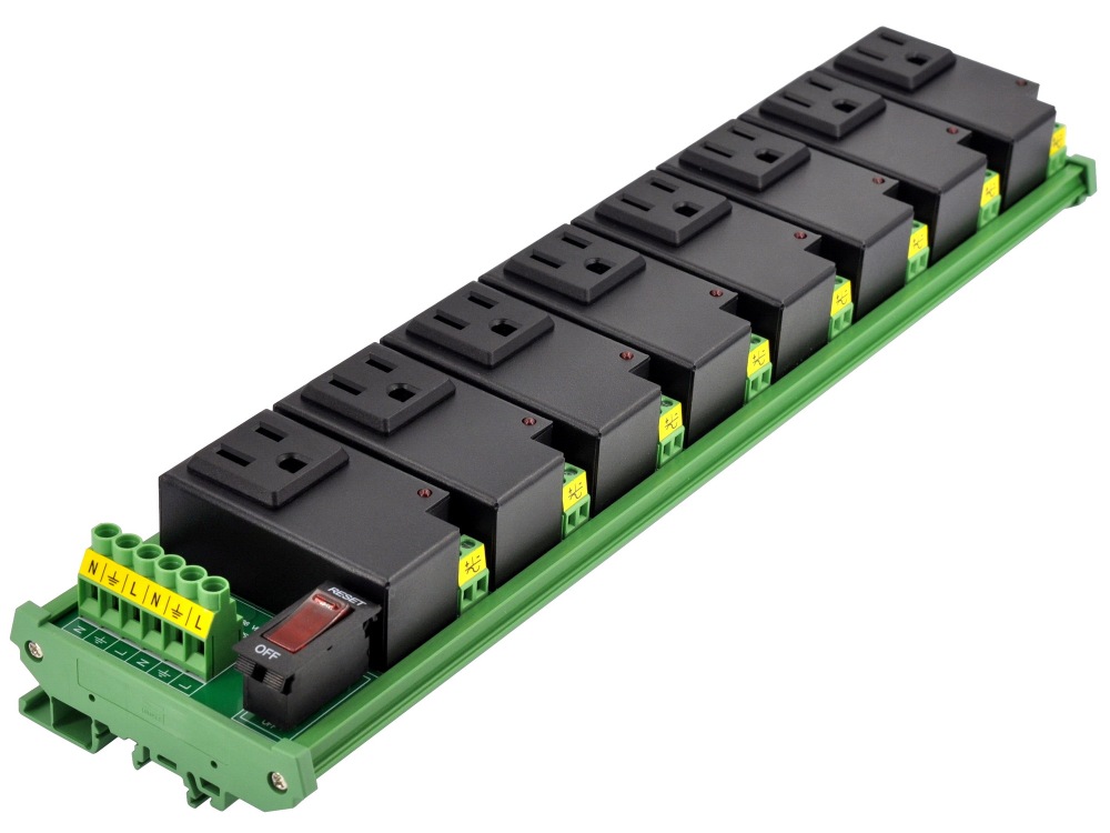 AC Power 8 Channel IoT Relay Outlet Module, DIN Rail or Screw Mounting