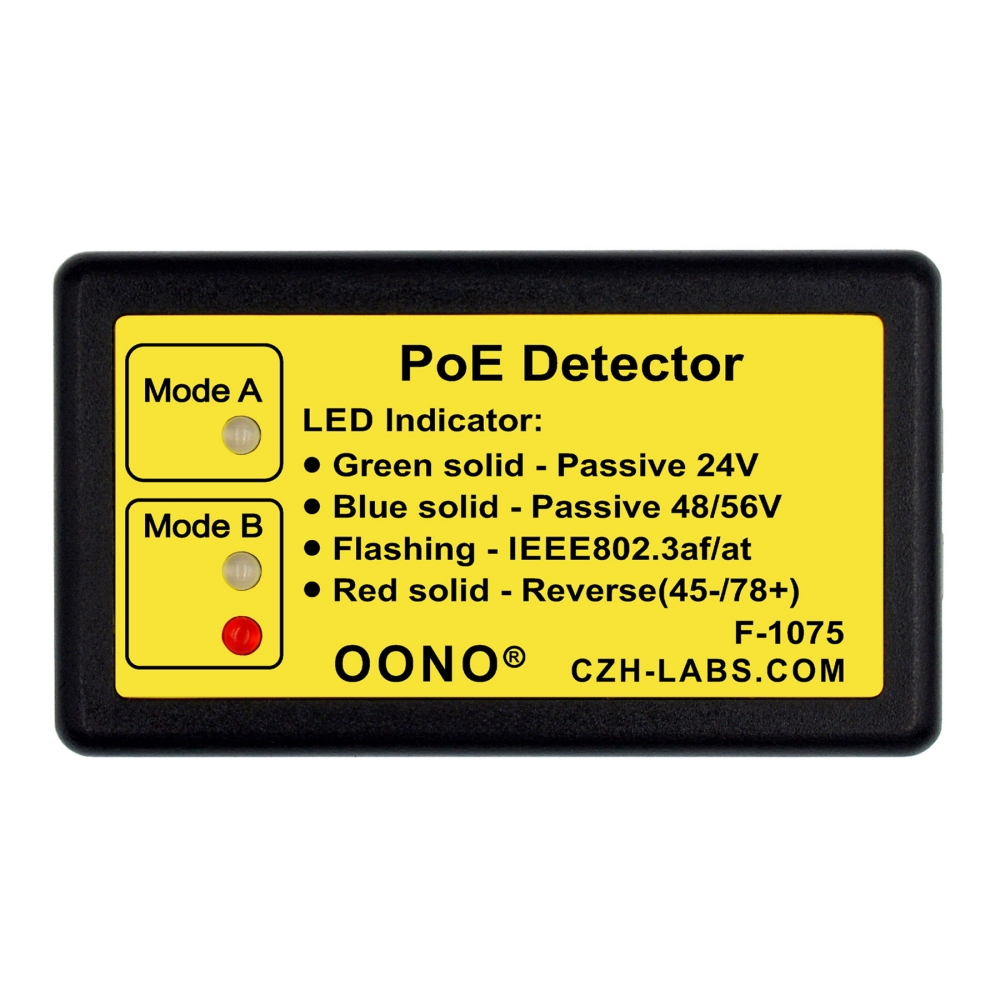 PoE Detector, Quickly identify Power over Ethernet with RJ45, PoE Tester 802.3af/at passive 24V/48V/56V. No battery required. OONO F-1075
