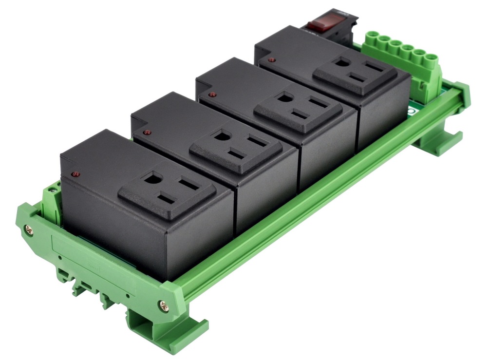 AC Power 4 Channel IoT Relay Outlet Module, DIN Rail or Screw Mounting