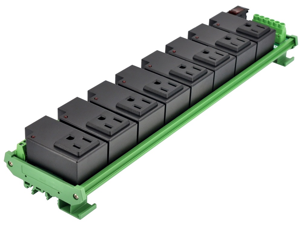 AC Power 8 Channel IoT Relay Outlet Module, DIN Rail or Screw Mounting