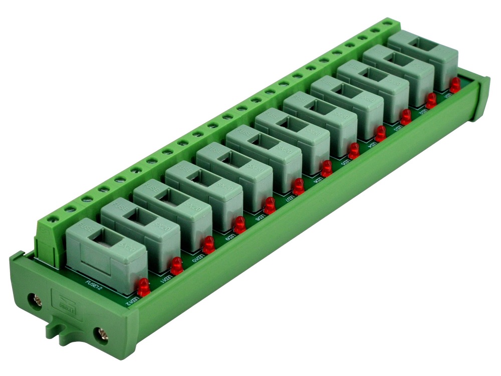 Screw Mount AC 24 - 250V 12 Channel Fuse Module, OONO D-1640AP