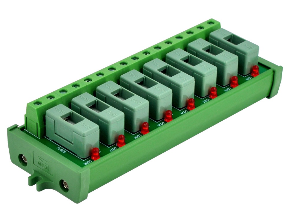 Screw Mount AC 24 - 250V 8 Channel Fuse Module, OONO D-1639AP