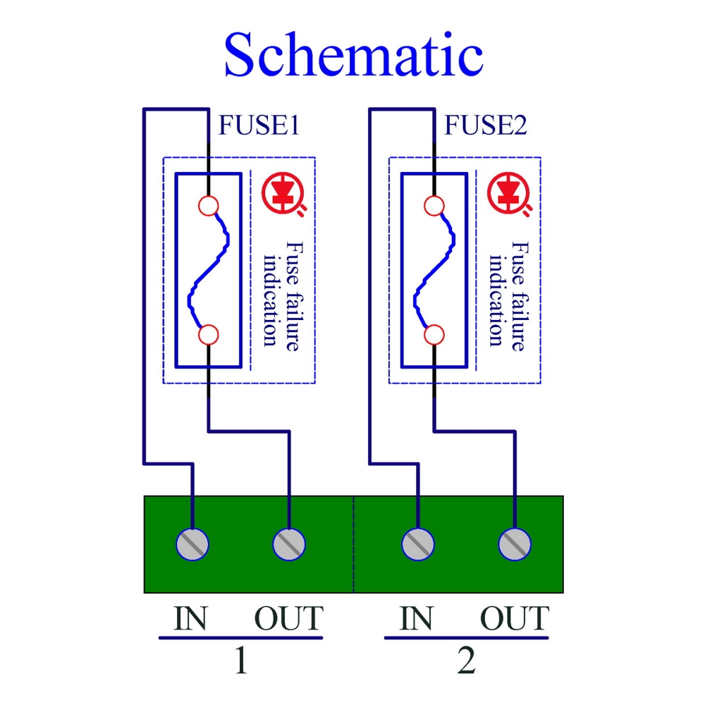 Screw Mount AC 24 - 250V 2 Channel Fuse Module, OONO D-1637AP