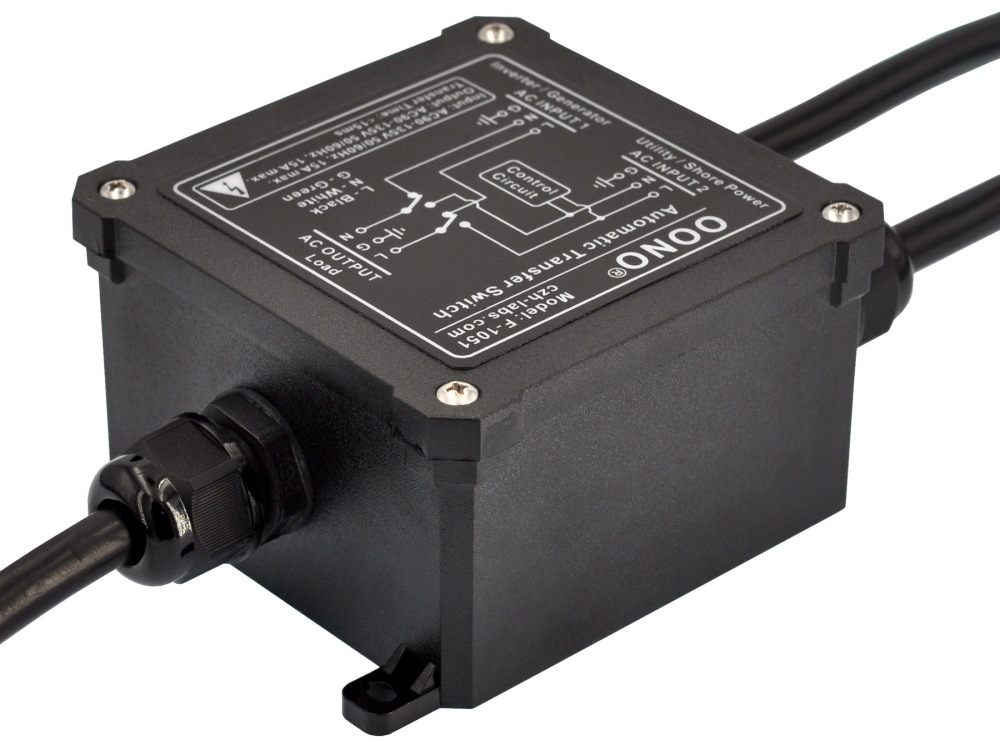 Automatic Transfer Switch, AC120V 15A NEMA 5-15P 5-15R, ATS Auto Transfer Switch, OONO F-1051B