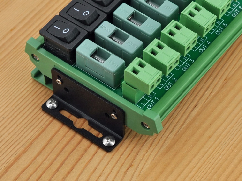 AC 52 Amp 16 Channel Power Distribution Module, Rocker Switch, Fused, Pluggable Top Wiring Terminal Block, DIN Rail and Screw Mount