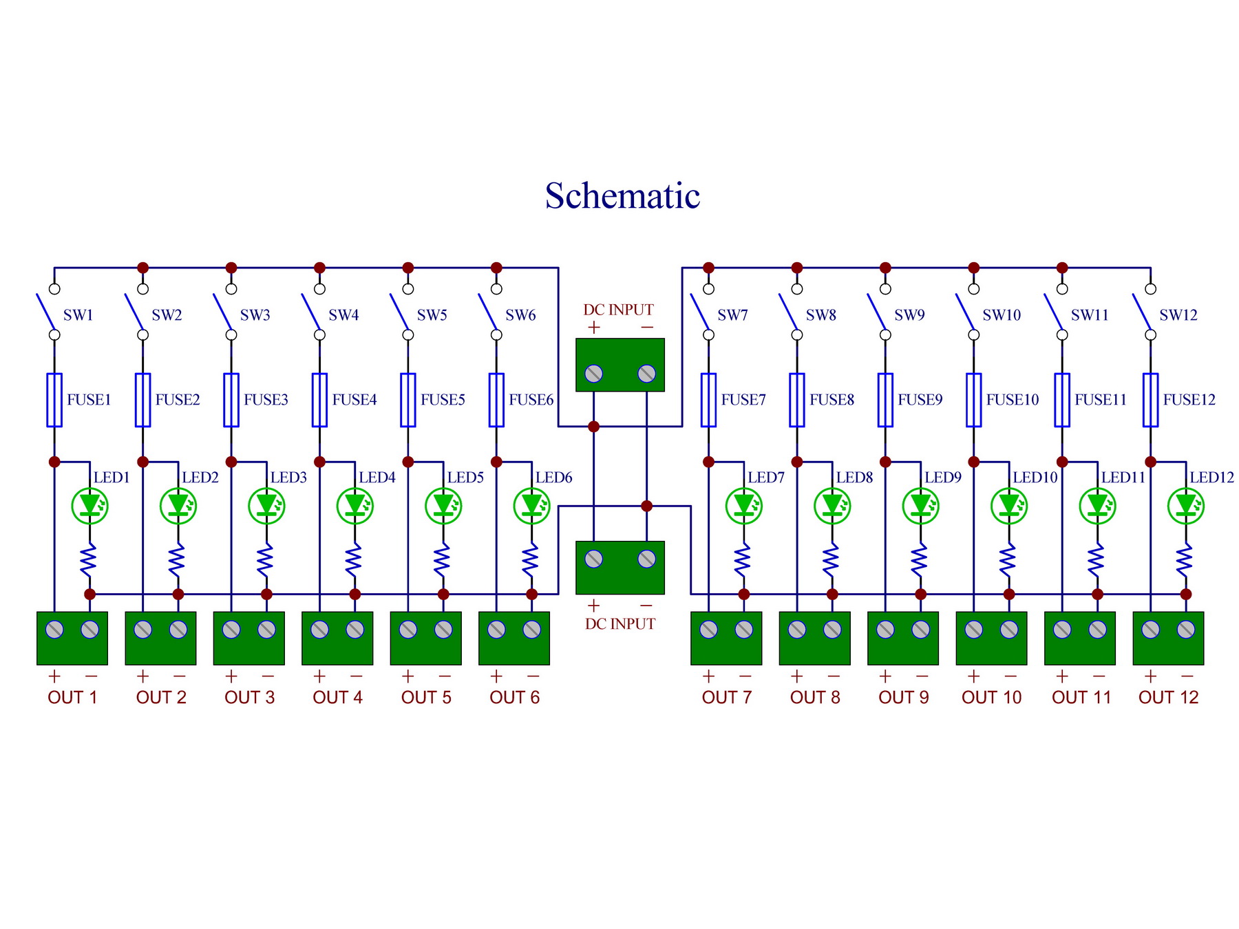 DC 52 Amp 12 Channel Power Distribution Module, Paddle Switch, Fused ...