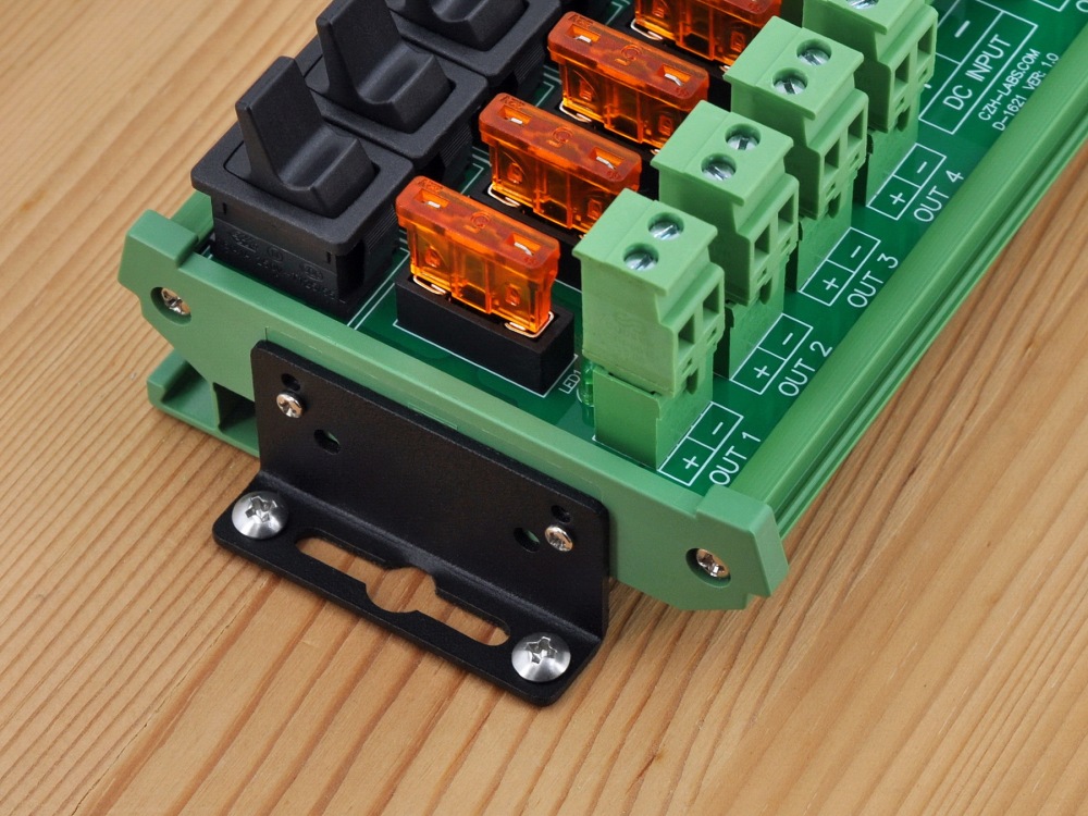 DC 52 Amp 8 Channel Power Distribution Module, Paddle Switch, Fused, Pluggable Side Wiring Terminal Block, DIN Rail and Screw Mount