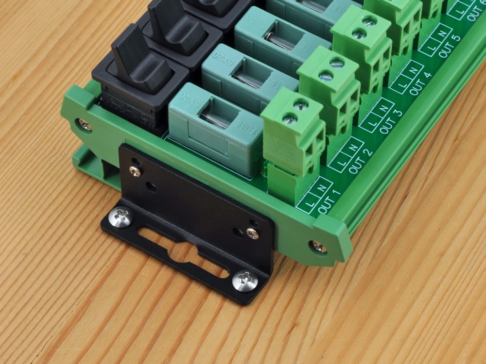 AC 52 Amp 12 Channel Power Distribution Module, Paddle Switch, Fused, Pluggable Side Wiring Terminal Block, DIN Rail and Screw Mount